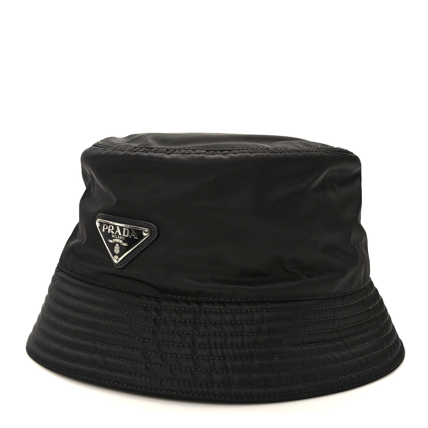 Prada Re-Nylon Metal Triangle Logo Mens Bucket Hat XXL Black 1 of 9