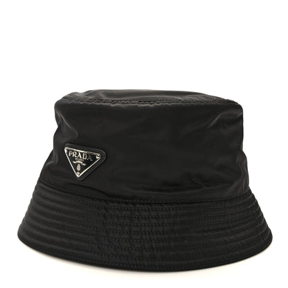 Prada Re-Nylon Metal Triangle Logo Mens Bucket Hat XXL Black 1 of 9