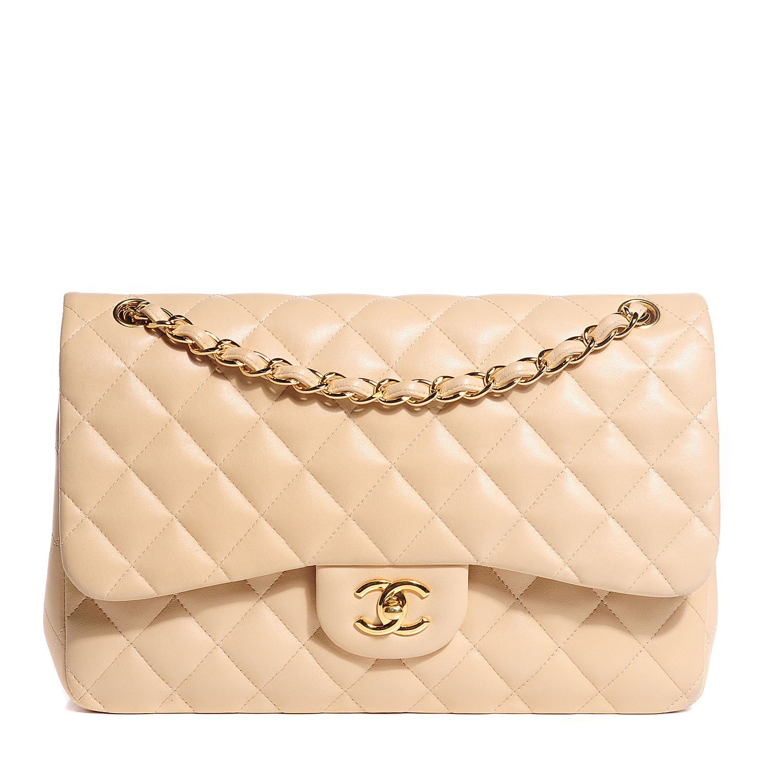 Chanel Lambskin Quilted Jumbo Double Flap Beige 1 of 9
