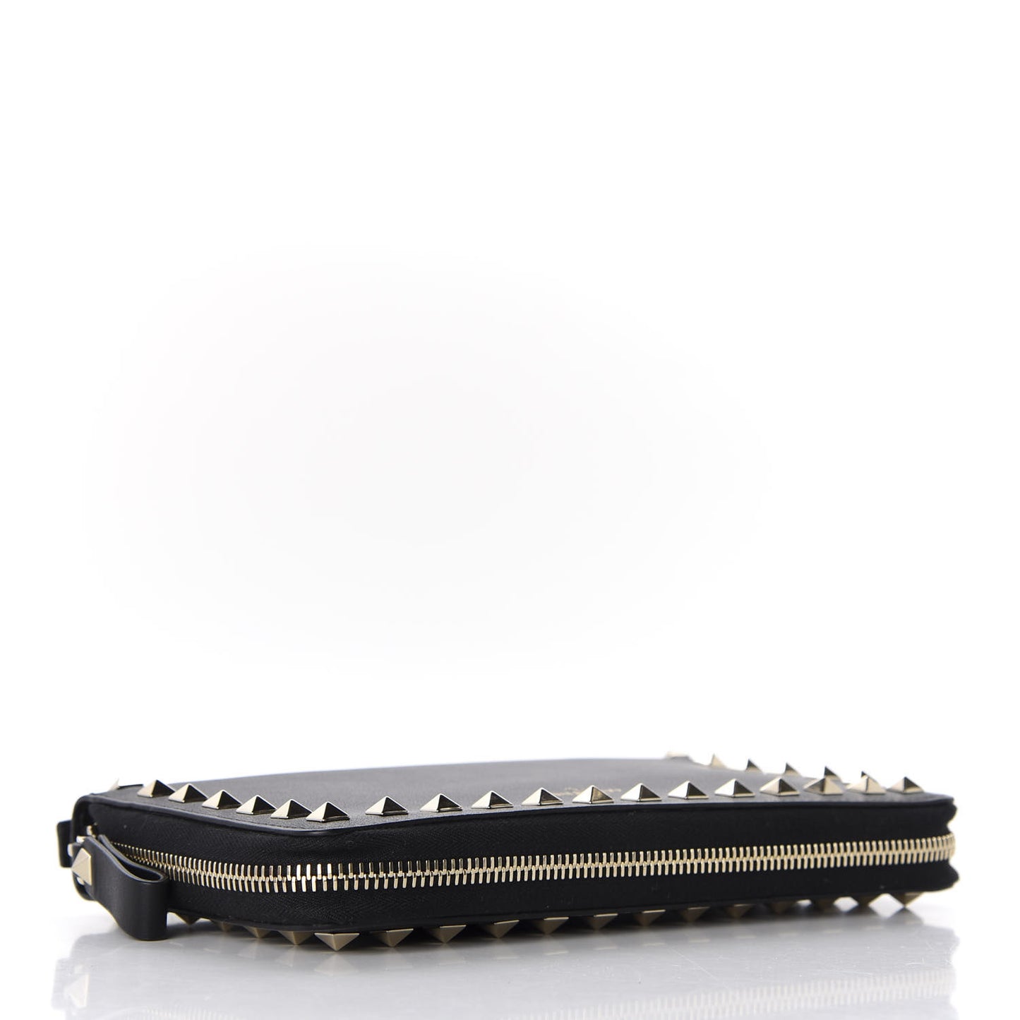 Calfskin Rockstud Travel Wallet Black