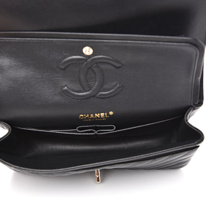 Chanel Lambskin Chevron Quilted Medium Double Flap Black 5 of 13