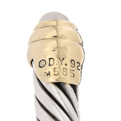 David Yurman Sterling Silver 14K Yellow Gold Cultured Pearl 5mm Cable Classics Petite Color Bracelet 3 of 3
