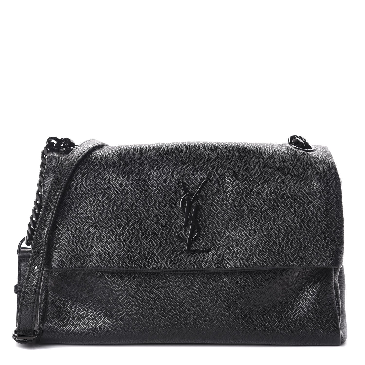 Saint Laurent Grain De Poudre Medium West Hollywood Monogram Fold-Over Black 1 of 9