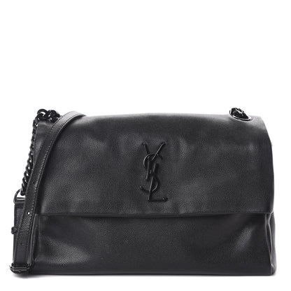 Saint Laurent Grain De Poudre Medium West Hollywood Monogram Fold-Over Black 1 of 9