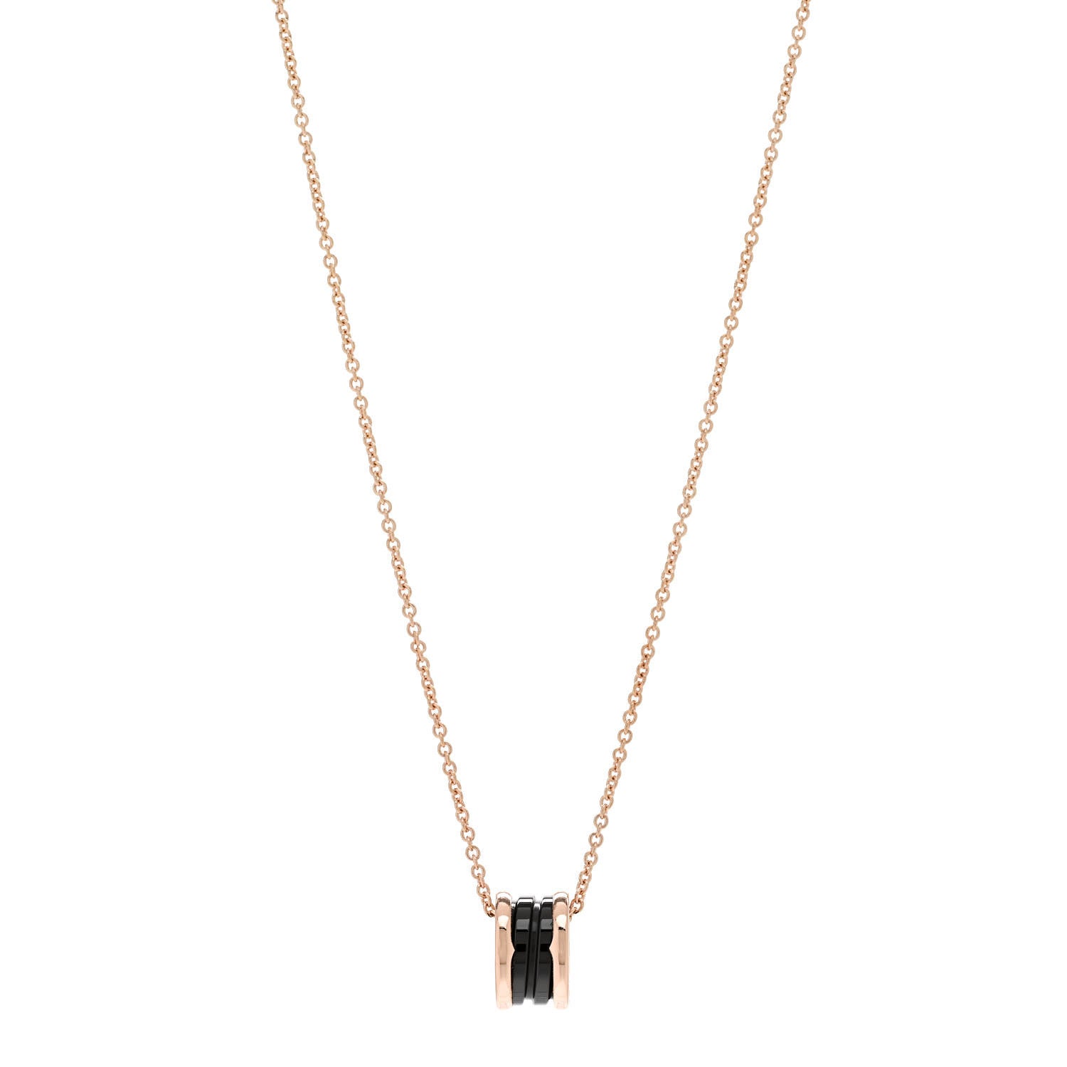 Bulgari 18K Rose Gold Black Ceramic B.Zero1 Pendant Necklace 1 of 7