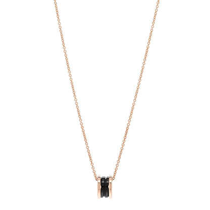 Bulgari 18K Rose Gold Black Ceramic B.Zero1 Pendant Necklace 1 of 7