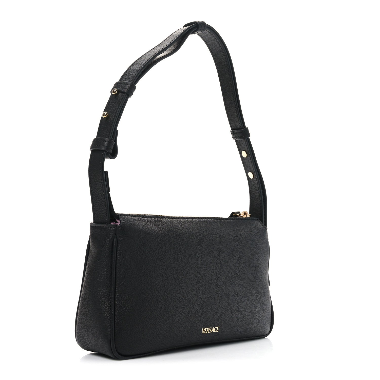 Versace Grained Calfskin Medusa Shoulder Bag Black 3 of 9