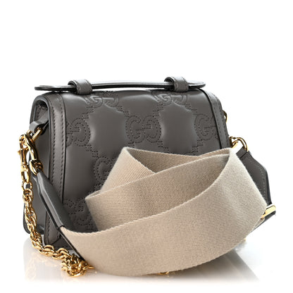 Gucci Calfskin GG Matelasse Mini Top Handle Shoulder Bag Grey 2 of 13