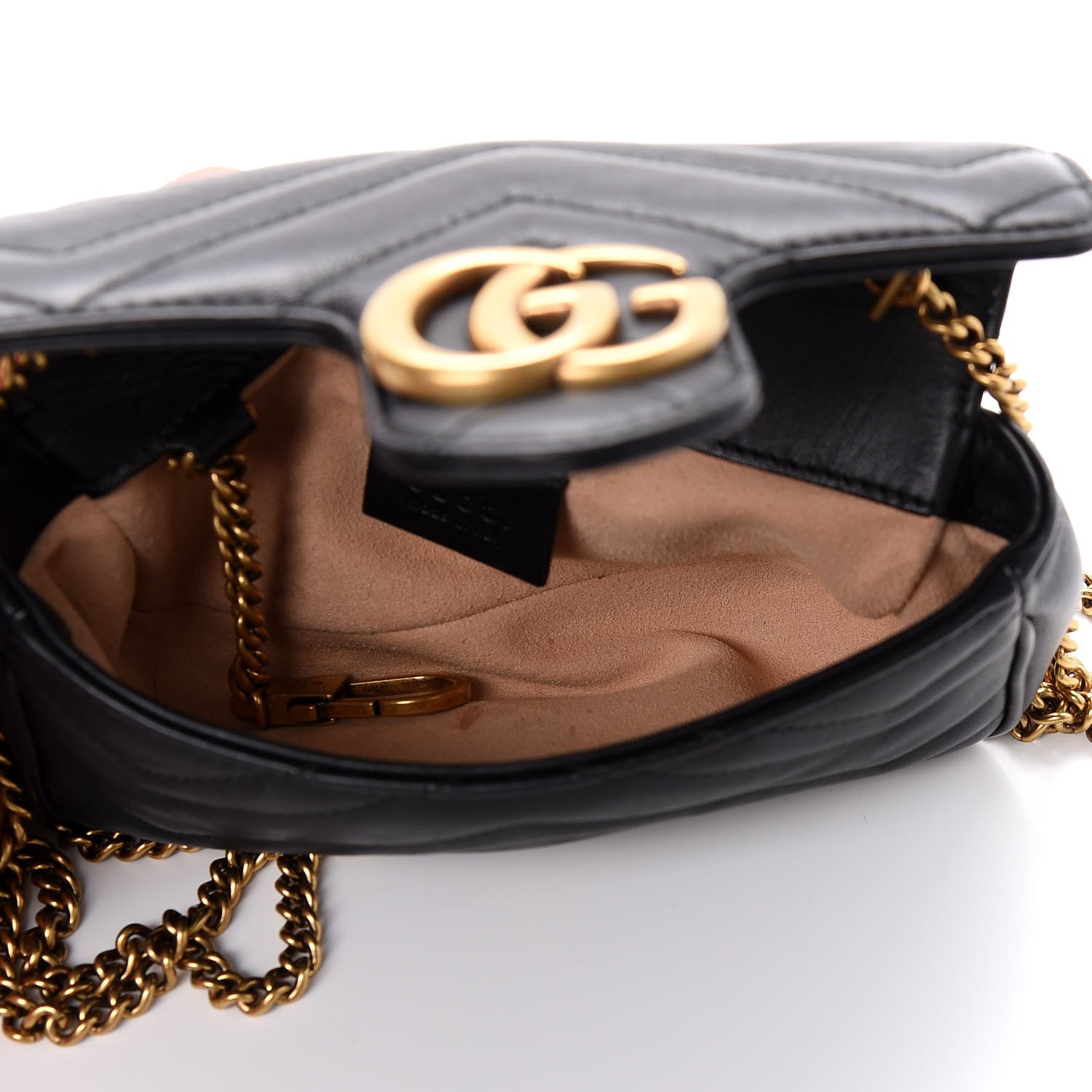 Gucci Calfskin Matelasse Super Mini GG Marmont Shoulder Bag Black 5 of 11