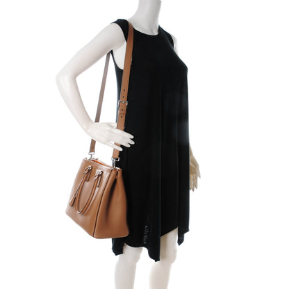 Prada City Calf Large Galleria Double Zip Tote Caramel Papaya 2 of 7
