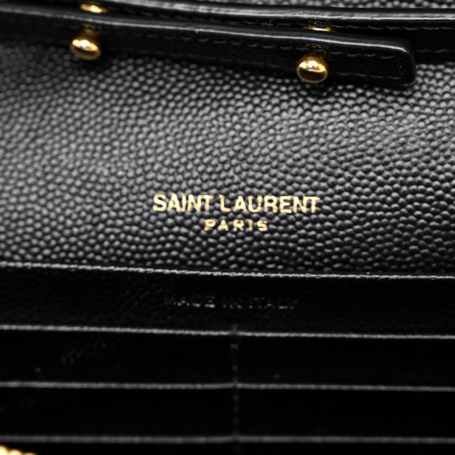 Saint Laurent Grain De Poudre Matelasse Chevron Monogram Chain Wallet Black 7 of 10