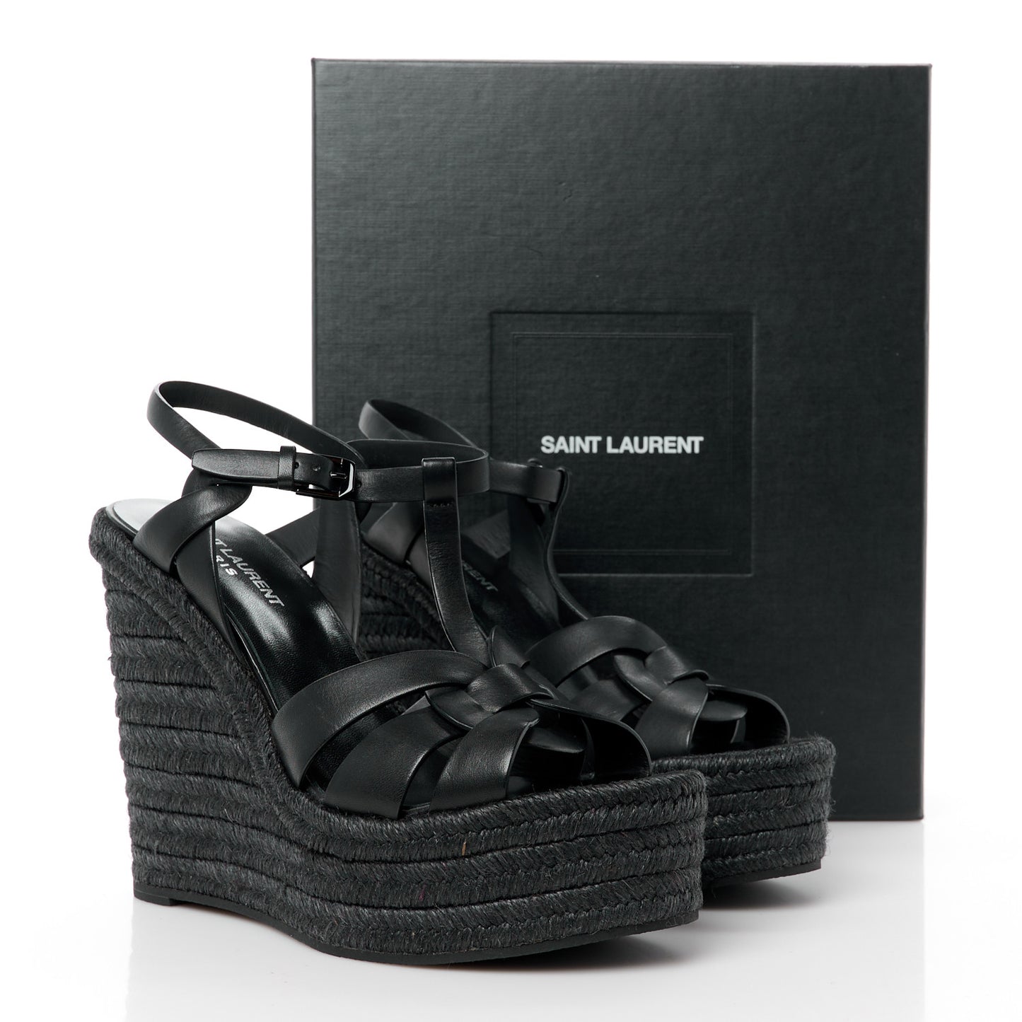 Calfskin Tribute 95 Platform Espadrille Wedge Sandals 39 Black