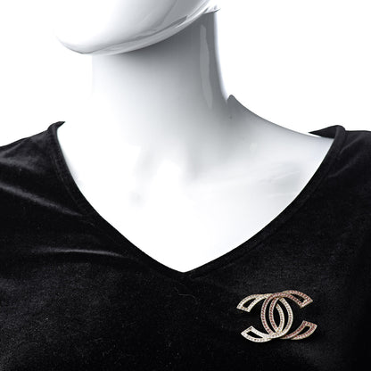Chanel Crystal CC Brooch Light Gold Pink 2 of 5