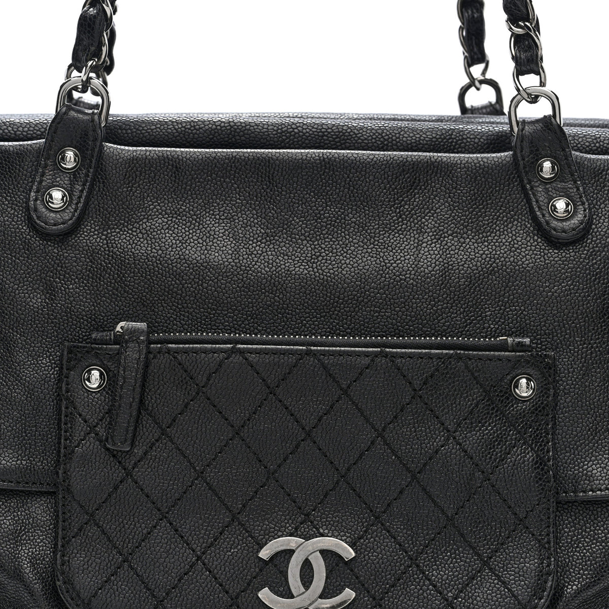 Chanel Glazed Caviar Pocket In The City Tote Brown 8 of 10