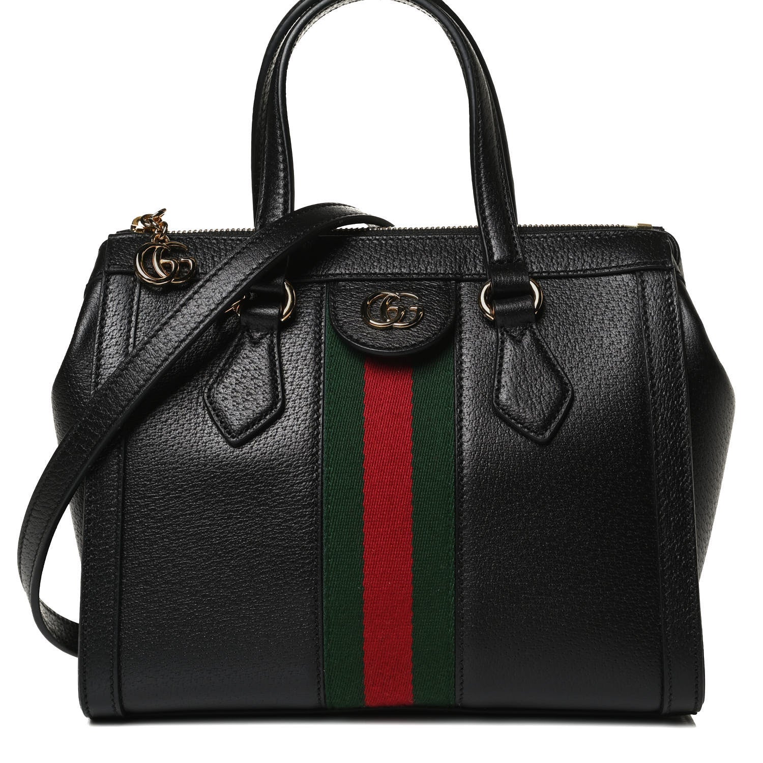Gucci Textured Calfskin Web Small Ophidia Tote Bag Black 9 of 14