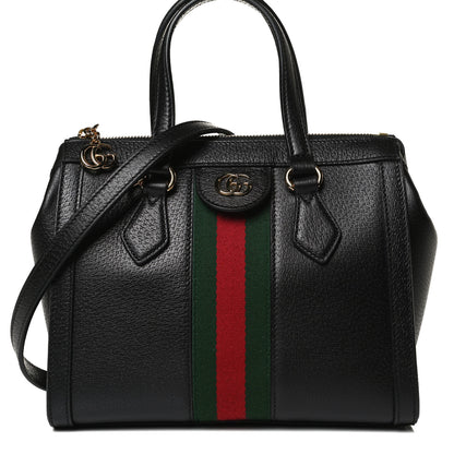Gucci Textured Calfskin Web Small Ophidia Tote Bag Black 9 of 14