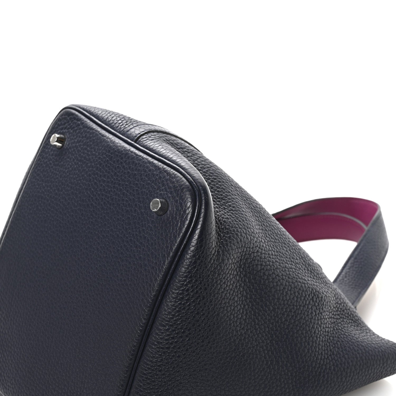 Hermes Taurillon Clemence Swift Eclat Picotin Lock 22 MM Bleu Nuit Rose Pourpre 10 of 12