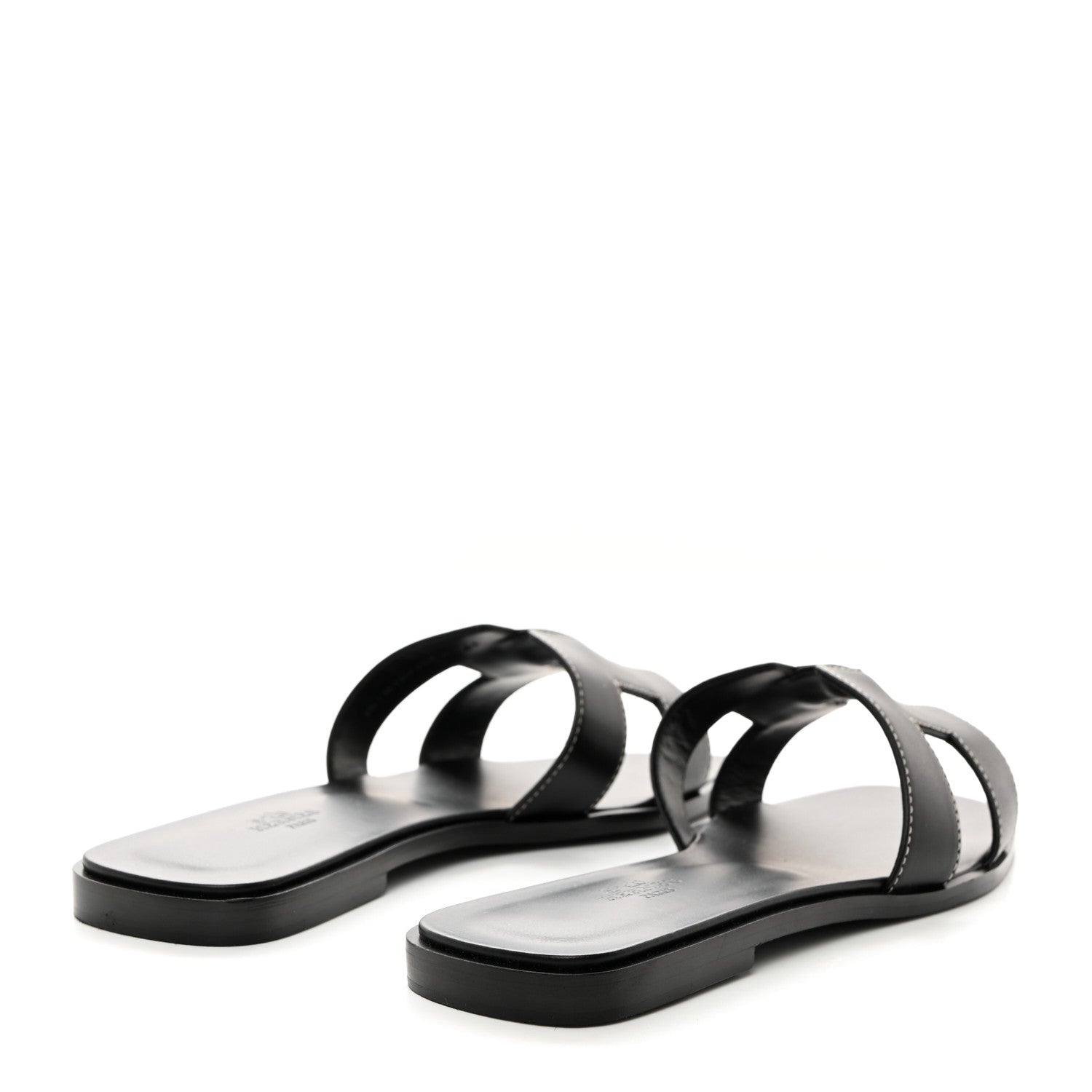 Hermes Box Calfskin Oran Sandals 39.5 Black 4 of 9