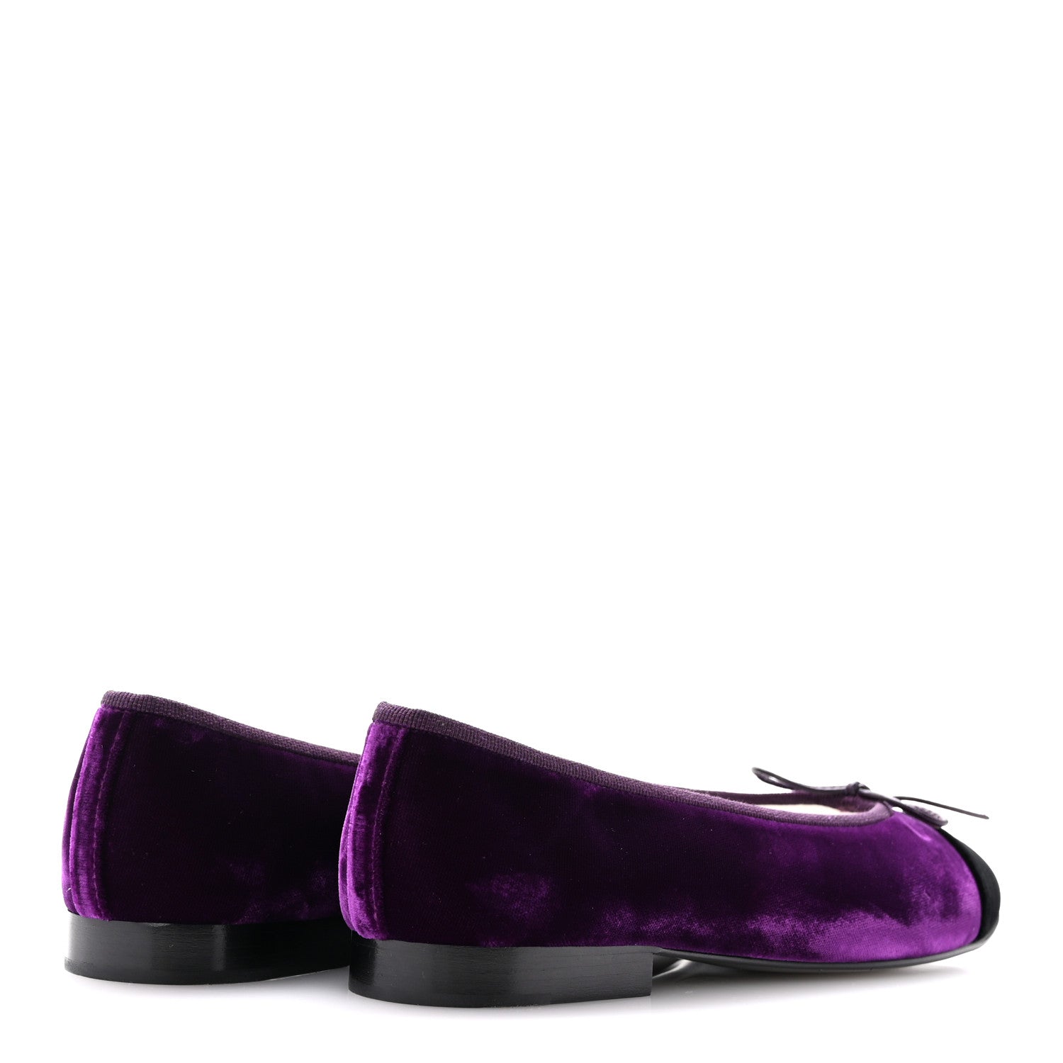Chanel Velvet Cap Toe Ballerina Flats 35.5 Purple Black 5 of 10