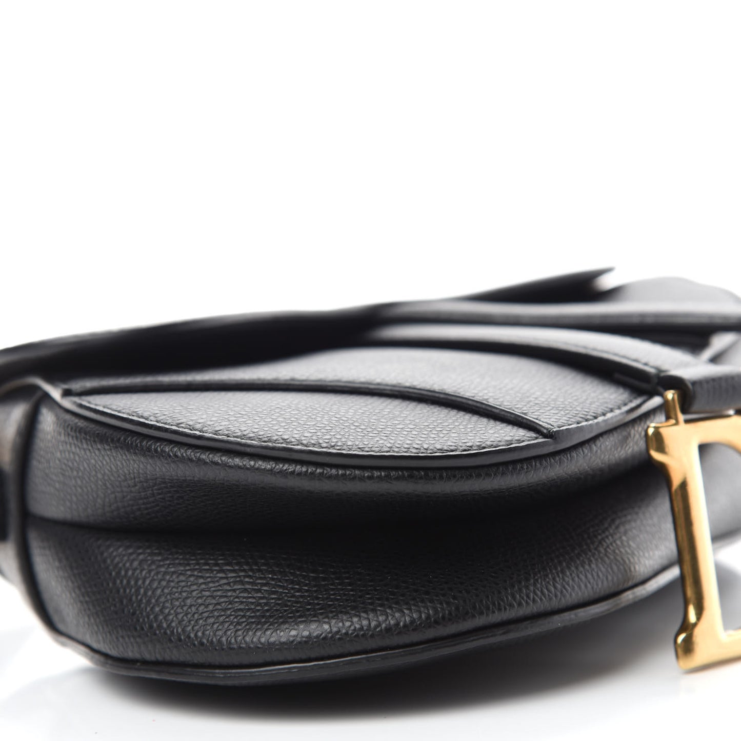 Grained Calfskin Mini Saddle Bag Black