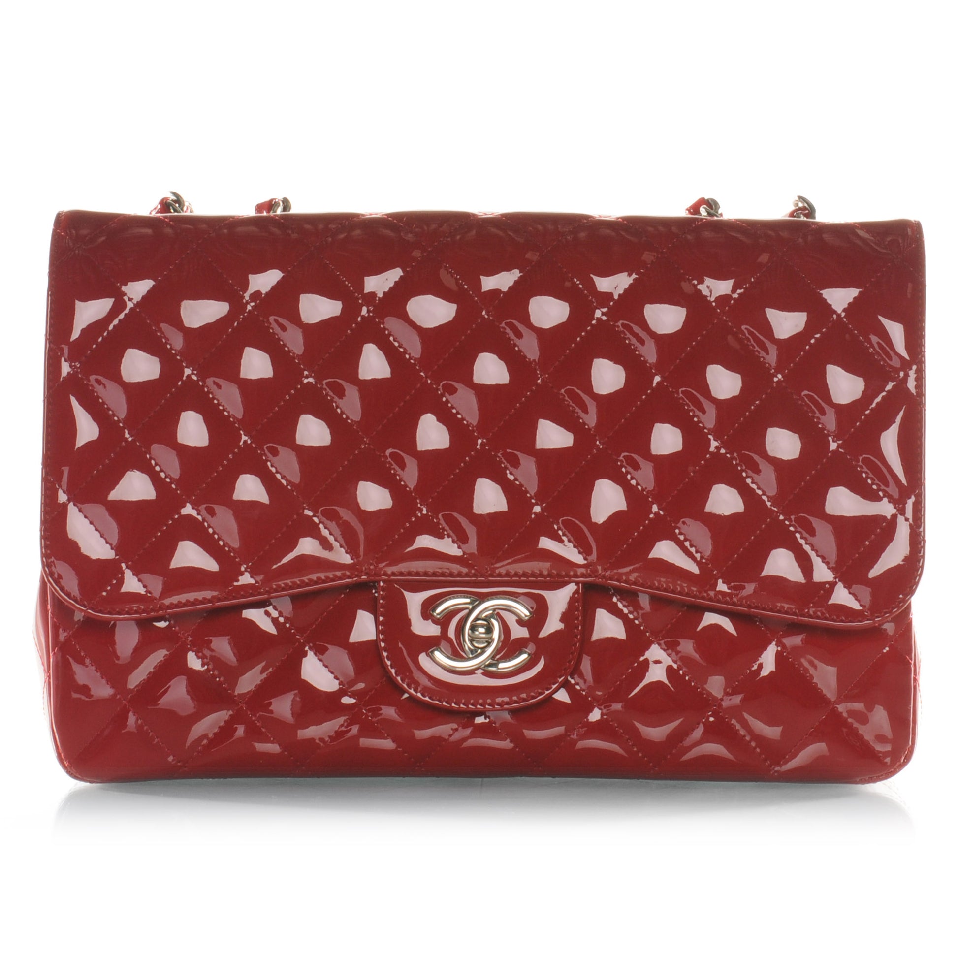 Chanel Patent Jumbo Single Flap Red 1 of 9