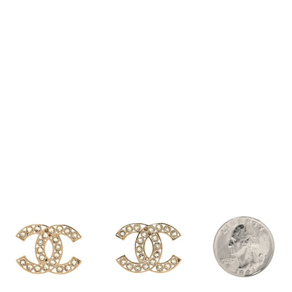 Chanel Large Strass Crystal CC Earrings Gold 2 of 5