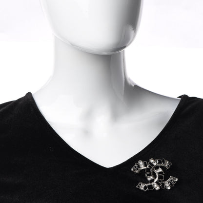 Chanel Baguette Crystal CC Brooch Silver Black 2 of 5