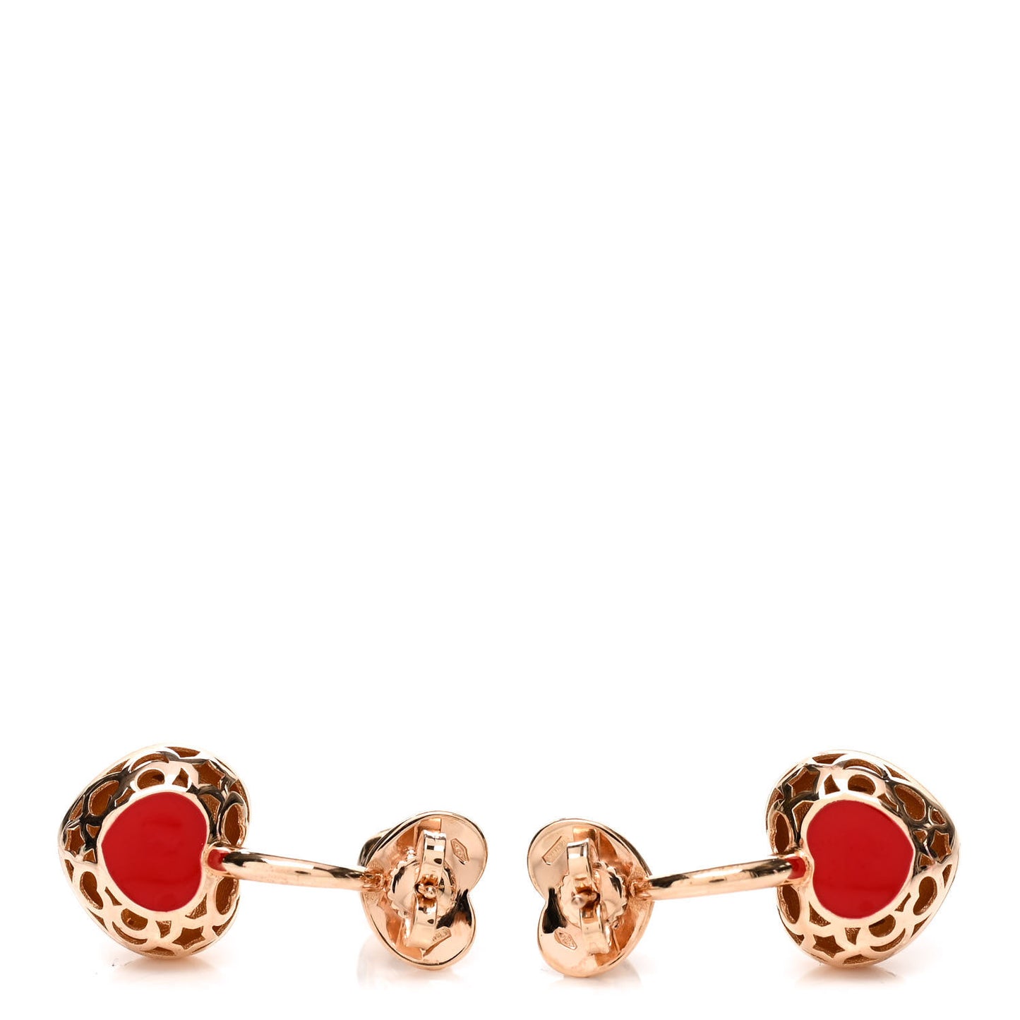 18K Rose Gold Enamel Amore Earrings Red