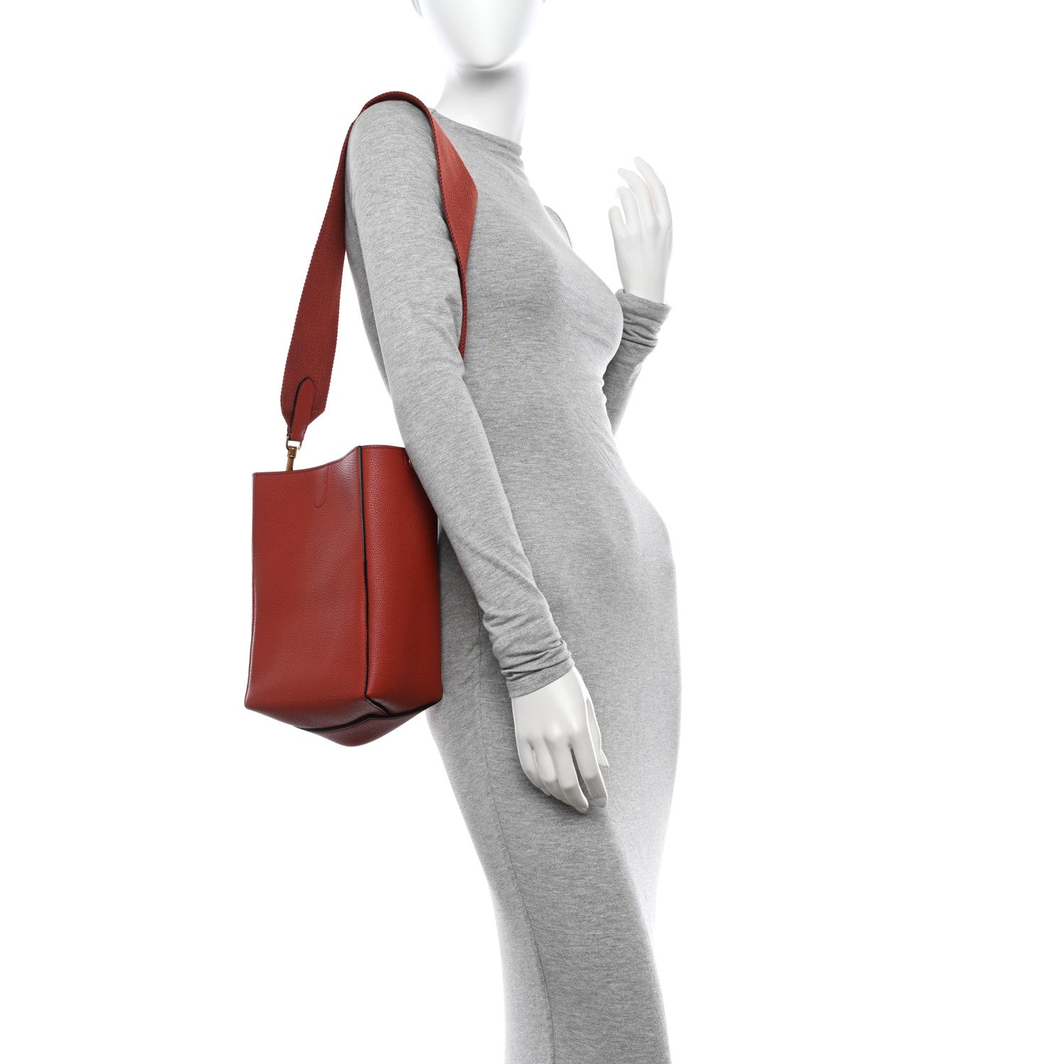 Celine Soft Grained Calfskin Small Sangle Bucket Bag Dark Claycourt 2 of 14