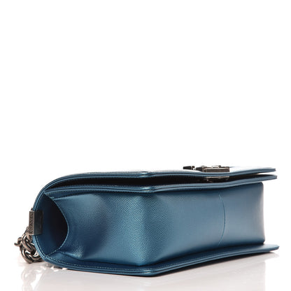 Chanel Metallic Caviar Quilted Medium Boy Flap Turquoise 5 of 9