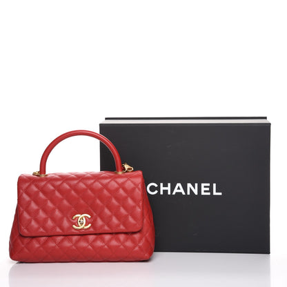 Chanel Caviar Quilted Small Coco Handle Flap Red 10 of 10