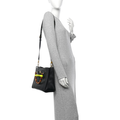 Gucci Calfskin Small Diana Tote Bag Black Yellow Fluo 2 of 14