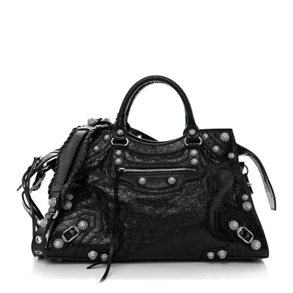 Balenciaga Agneau Arena Crystal Neo Cagole City Handbag Black 3 of 11