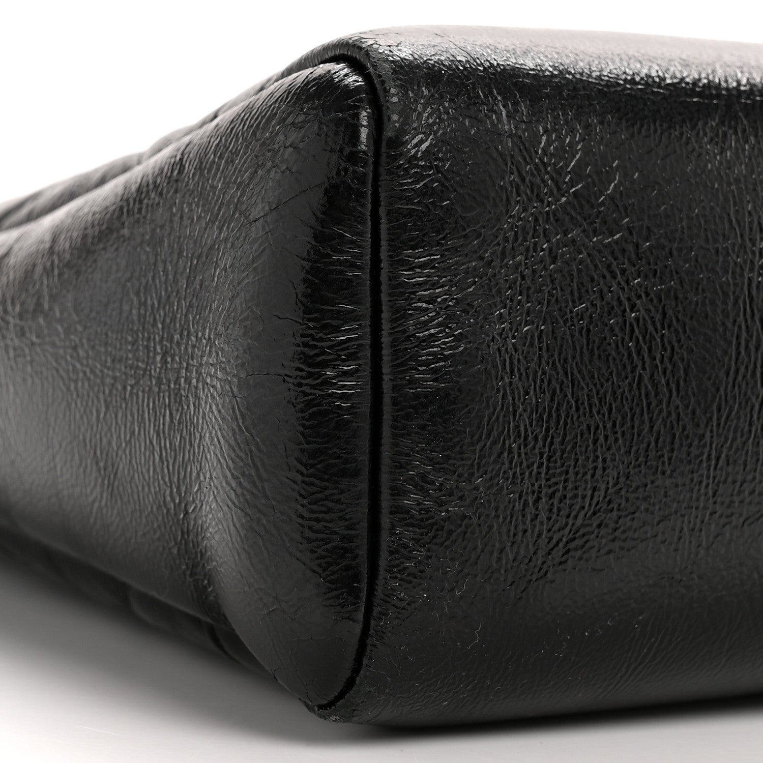Chanel Shiny Crumpled Calfskin Quilted Small 31 Shopping Bag Black 9 of 14