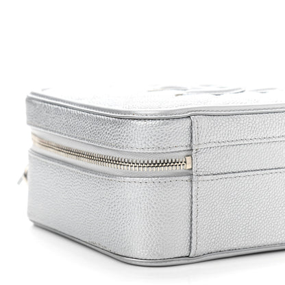 Chanel Metallic Caviar Quilted Medium CC Filigree Vanity Case Silver 9 of 10