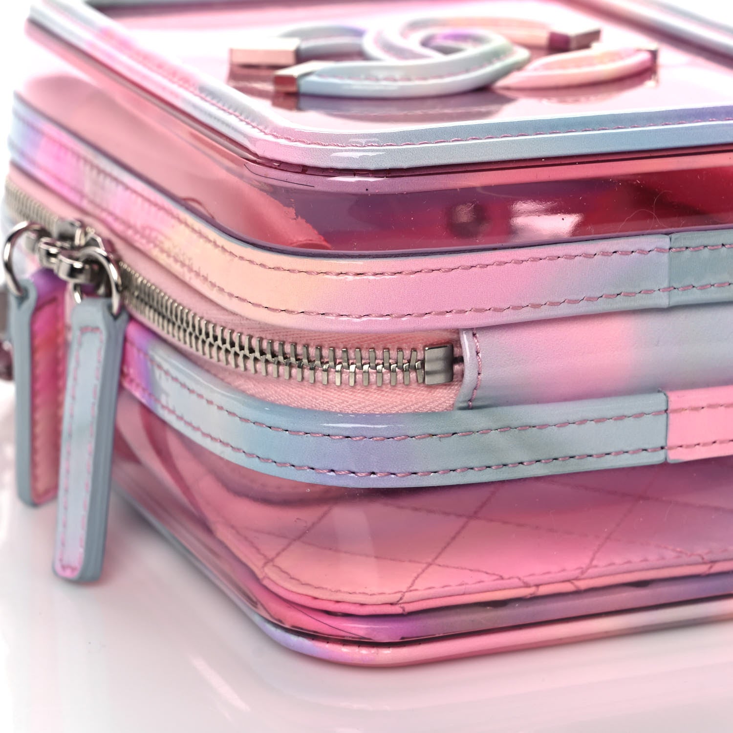 Chanel PVC Patent Calfskin Patent Lambskin Vertical Vanity Case Pink 8 of 14