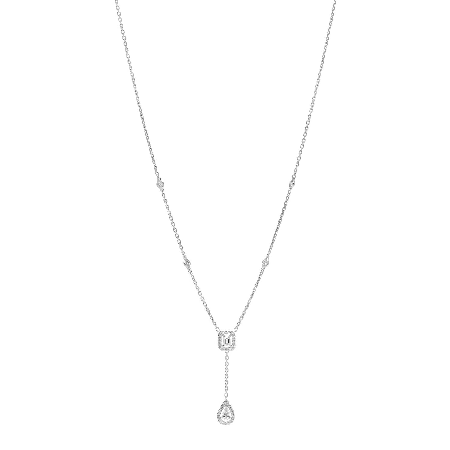 18K White Gold Diamond My Twin Tie Necklace