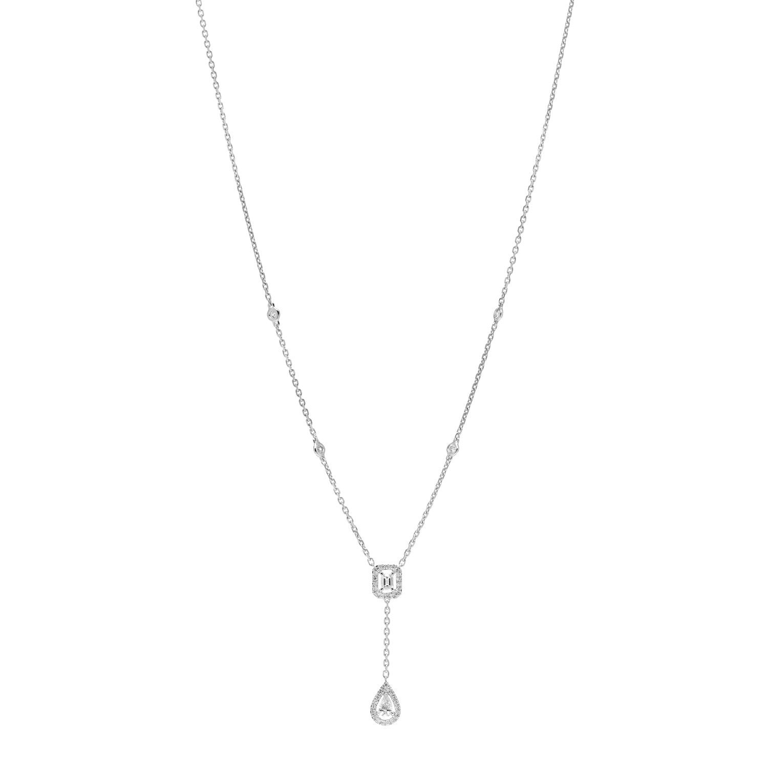 Messika 18K White Gold Diamond My Twin Tie Necklace 1 of 6