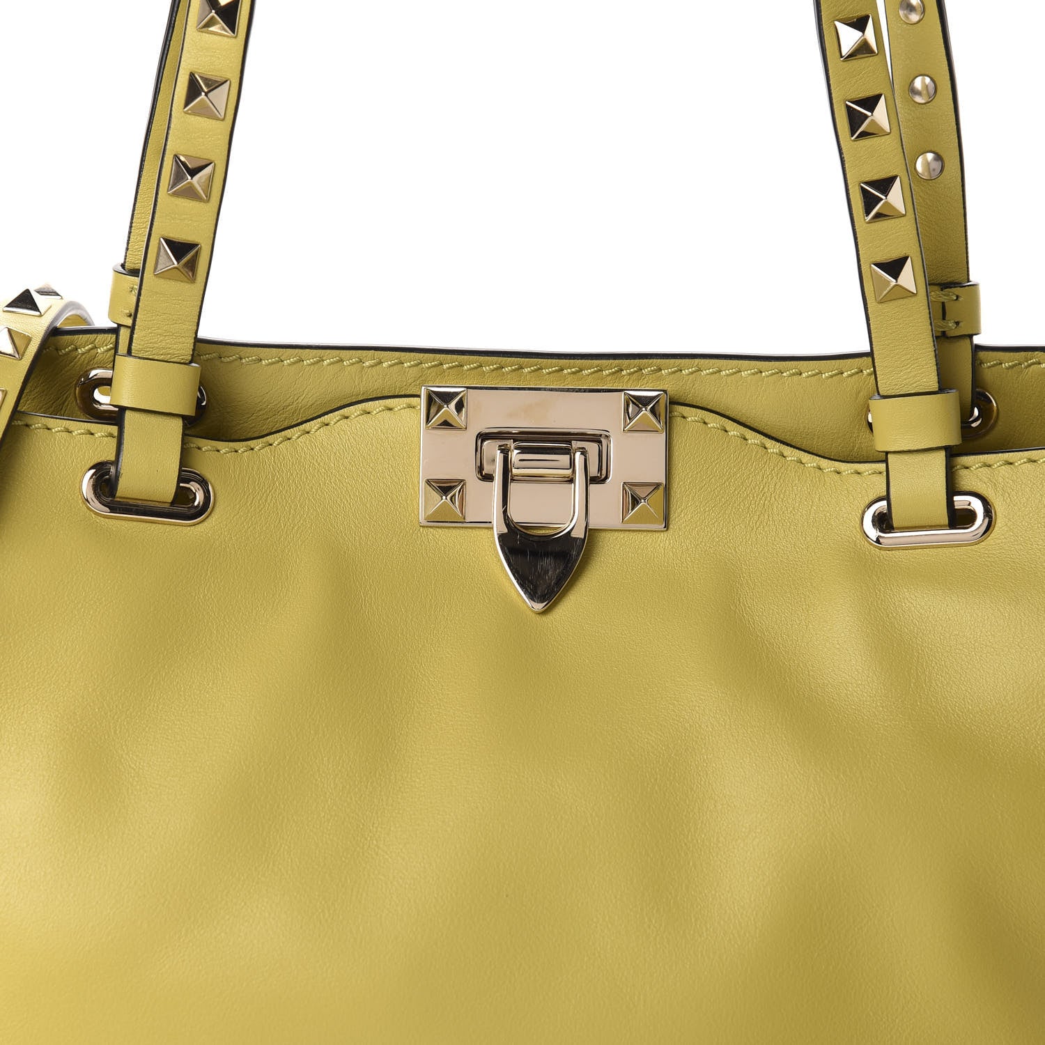 Valentino Garavani Vitello Small Rockstud Tote Yellow 9 of 9