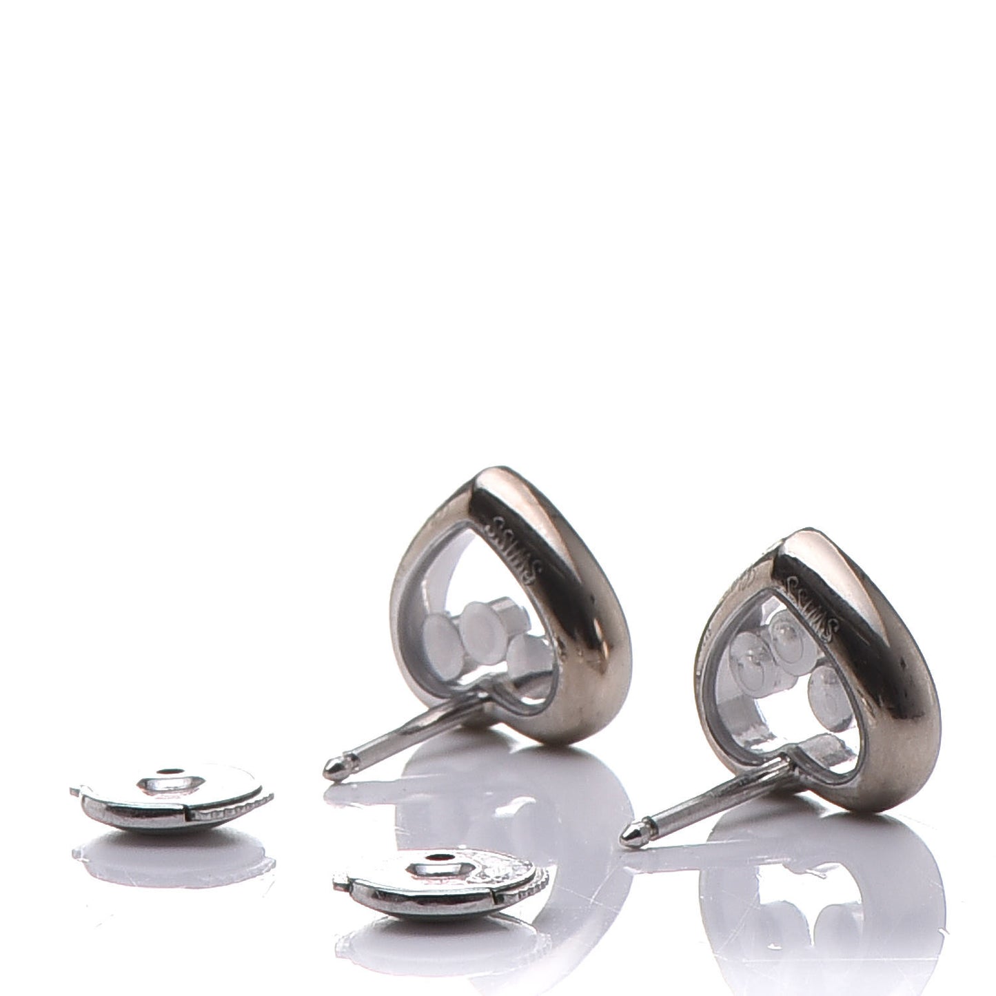 18K White Gold 3 Happy Diamonds Icons Heart Earrings