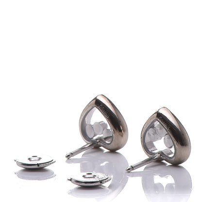 Chopard 18K White Gold 3 Happy Diamonds Icons Heart Earrings 3 of 8