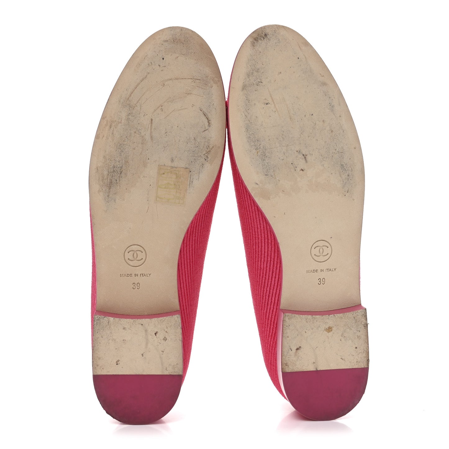 Embroidered Fabric Cap Toe CC Ballerina Flats 39 Dark Pink