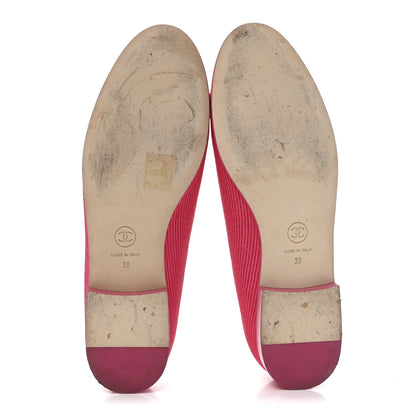 Chanel Embroidered Fabric Cap Toe CC Ballerina Flats 39 Dark Pink 6 of 9