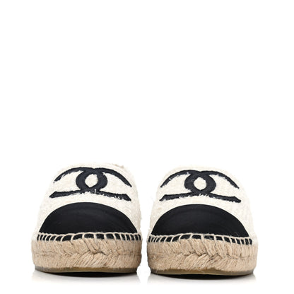 Chanel Tweed Grosgrain CC Espadrilles 36 White Black 2 of 4