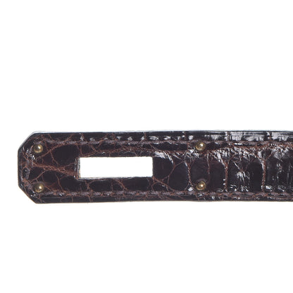 Hermes Shiny Porosus Crocodile Kelly Sellier 35 Havane 25 of 37