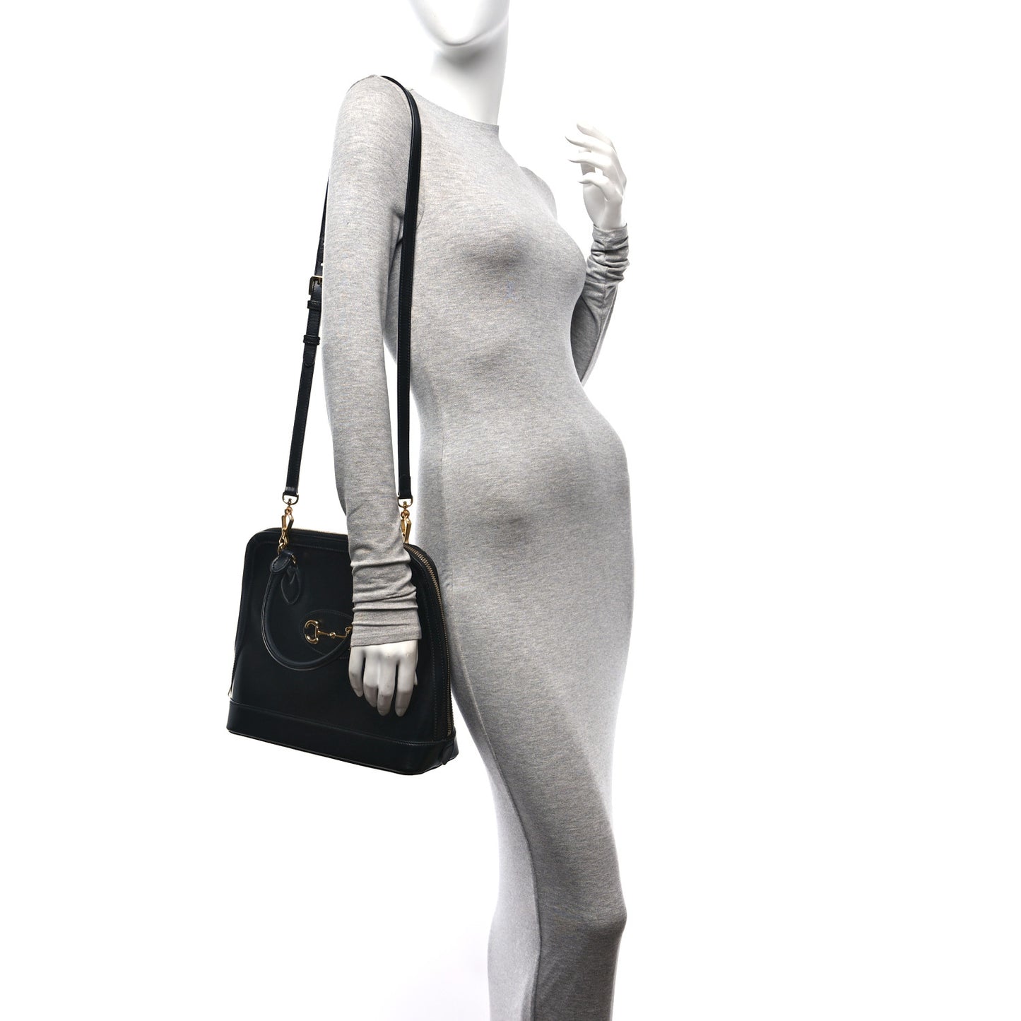 Boarded Plutone Calfskin Horsebit 1955 Top Handle Bag Black