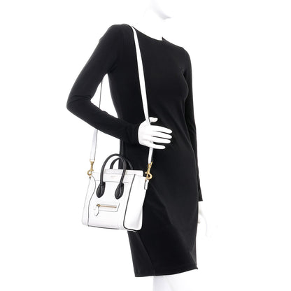 Celine Satin Calfskin Nano Bi-Color Luggage White Black 2 of 9