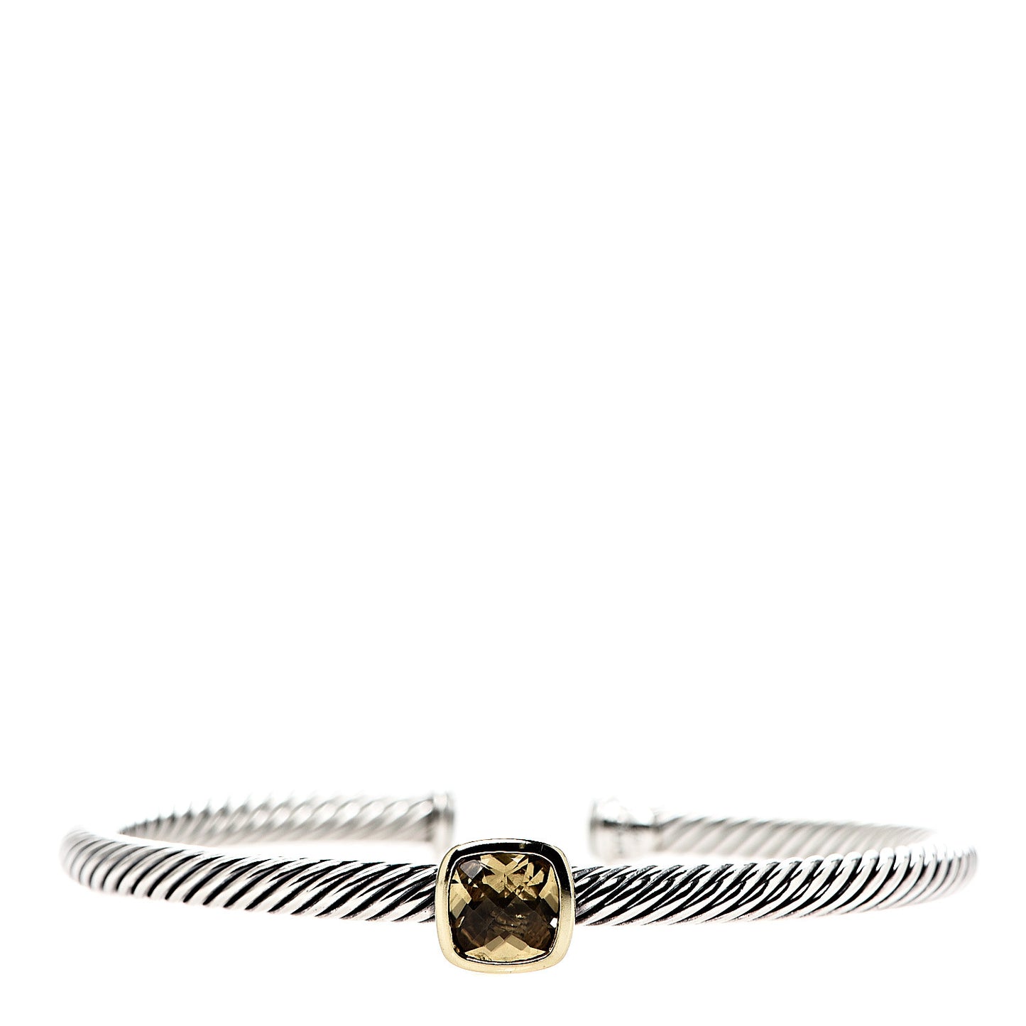 Sterling Silver 18K Yellow Gold Citrine 4mm Noblesse Cable Bracelet
