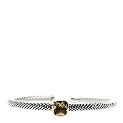 David Yurman Sterling Silver 18K Yellow Gold Citrine 4mm Noblesse Cable Bracelet 1 of 3