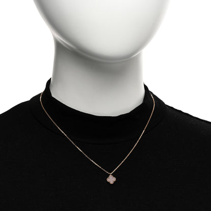 Van Cleef & Arpels 18K Rose Gold Carnelian Sweet Alhambra Pendant Necklace 2 of 6